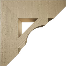 Ekena Millwork - BKTUR055X20X20LEC06RCPR - Timberthane Faux Wood Legacy Style Bracket, Slat Ends, 5 1/2"W x 20"D x 20"H, Primed Tan