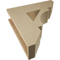Ekena Millwork - BKTUR055X20X20LEC06RCPR - Timberthane Faux Wood Legacy Style Bracket, Slat Ends, 5 1/2"W x 20"D x 20"H, Primed Tan