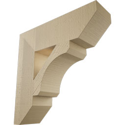 Ekena Millwork - BKTUR055X20X20LEC06RCPR - Timberthane Faux Wood Legacy Style Bracket, Slat Ends, 5 1/2"W x 20"D x 20"H, Primed Tan