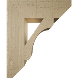 Ekena Millwork - BKTUR055X20X24LEC06RCPR - Timberthane Faux Wood Legacy Style Bracket, Slat Ends, 5 1/2"W x 20"D x 24"H, Primed Tan