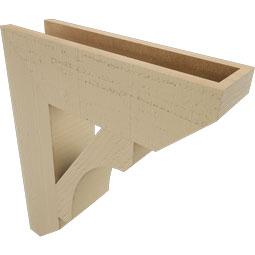 Ekena Millwork - BKTUR055X20X24LEC06RCPR - Timberthane Faux Wood Legacy Style Bracket, Slat Ends, 5 1/2"W x 20"D x 24"H, Primed Tan