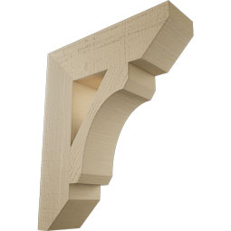 Ekena Millwork - BKTUR055X20X24LEC06RCPR - Timberthane Faux Wood Legacy Style Bracket, Slat Ends, 5 1/2"W x 20"D x 24"H, Primed Tan