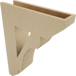 Ekena Millwork - BKTUR055X20X28LEC06RCPR - Timberthane Faux Wood Legacy Style Bracket, Slat Ends, 5 1/2"W x 20"D x 28"H, Primed Tan