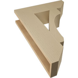 Ekena Millwork - BKTUR055X20X28LEC06RCPR - Timberthane Faux Wood Legacy Style Bracket, Slat Ends, 5 1/2"W x 20"D x 28"H, Primed Tan