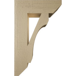 Ekena Millwork - BKTUR055X20X32LEC06RCPR - Timberthane Faux Wood Legacy Style Bracket, Slat Ends, 5 1/2"W x 20"D x 32"H, Primed Tan