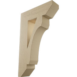 Ekena Millwork - BKTUR055X20X32LEC06RCPR - Timberthane Faux Wood Legacy Style Bracket, Slat Ends, 5 1/2"W x 20"D x 32"H, Primed Tan