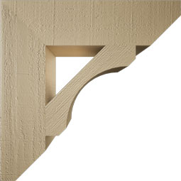 Ekena Millwork - BKTUR055X22X22LEC06RCPR - Timberthane Faux Wood Legacy Style Bracket, Slat Ends, 5 1/2"W x 22"D x 22"H, Primed Tan