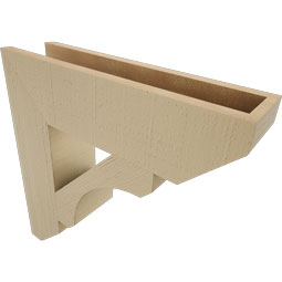 Ekena Millwork - BKTUR055X22X22LEC06RCPR - Timberthane Faux Wood Legacy Style Bracket, Slat Ends, 5 1/2"W x 22"D x 22"H, Primed Tan