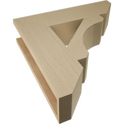 Ekena Millwork - BKTUR055X22X22LEC06RCPR - Timberthane Faux Wood Legacy Style Bracket, Slat Ends, 5 1/2"W x 22"D x 22"H, Primed Tan