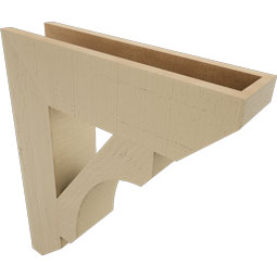Ekena Millwork - BKTUR055X22X26LEC06RCPR - Timberthane Faux Wood Legacy Style Bracket, Slat Ends, 5 1/2"W x 22"D x 26"H, Primed Tan