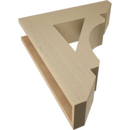 Ekena Millwork - BKTUR055X22X26LEC06RCPR - Timberthane Faux Wood Legacy Style Bracket, Slat Ends, 5 1/2"W x 22"D x 26"H, Primed Tan