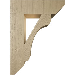 Ekena Millwork - BKTUR055X22X30LEC06RCPR - Timberthane Faux Wood Legacy Style Bracket, Slat Ends, 5 1/2"W x 22"D x 30"H, Primed Tan