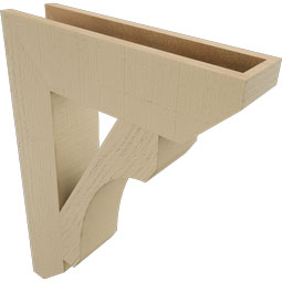Ekena Millwork - BKTUR055X22X30LEC06RCPR - Timberthane Faux Wood Legacy Style Bracket, Slat Ends, 5 1/2"W x 22"D x 30"H, Primed Tan