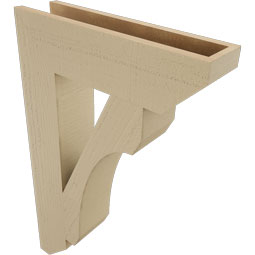 Ekena Millwork - BKTUR055X22X34LEC06RCPR - Timberthane Faux Wood Legacy Style Bracket, Slat Ends, 5 1/2"W x 22"D x 34"H, Primed Tan