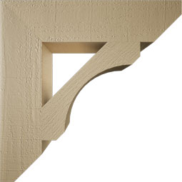 Ekena Millwork - BKTUR055X24X24LEC06RCPR - Timberthane Faux Wood Legacy Style Bracket, Slat Ends, 5 1/2"W x 24"D x 24"H, Primed Tan