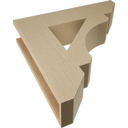 Ekena Millwork - BKTUR055X24X24LEC06RCPR - Timberthane Faux Wood Legacy Style Bracket, Slat Ends, 5 1/2"W x 24"D x 24"H, Primed Tan