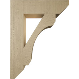 Ekena Millwork - BKTUR055X24X32LEC06RCPR - Timberthane Faux Wood Legacy Style Bracket, Slat Ends, 5 1/2"W x 24"D x 32"H, Primed Tan