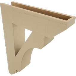 Ekena Millwork - BKTUR055X24X32LEC06RCPR - Timberthane Faux Wood Legacy Style Bracket, Slat Ends, 5 1/2"W x 24"D x 32"H, Primed Tan