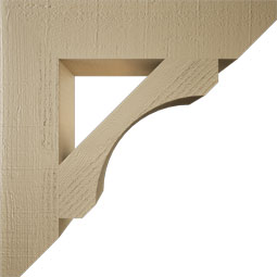 Ekena Millwork - BKTUR055X26X26LEC06RCPR - Timberthane Faux Wood Legacy Style Bracket, Slat Ends, 5 1/2"W x 26"D x 26"H, Primed Tan