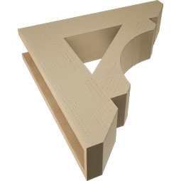 Ekena Millwork - BKTUR055X26X26LEC06RCPR - Timberthane Faux Wood Legacy Style Bracket, Slat Ends, 5 1/2"W x 26"D x 26"H, Primed Tan