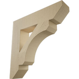 Ekena Millwork - BKTUR055X26X26LEC06RCPR - Timberthane Faux Wood Legacy Style Bracket, Slat Ends, 5 1/2"W x 26"D x 26"H, Primed Tan