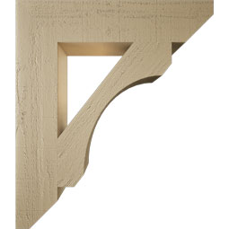 Ekena Millwork - BKTUR055X26X30LEC06RCPR - Timberthane Faux Wood Legacy Style Bracket, Slat Ends, 5 1/2"W x 26"D x 30"H, Primed Tan