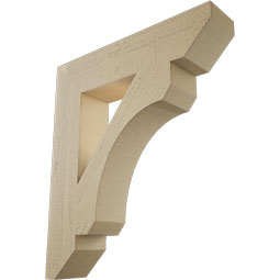 Ekena Millwork - BKTUR055X26X30LEC06RCPR - Timberthane Faux Wood Legacy Style Bracket, Slat Ends, 5 1/2"W x 26"D x 30"H, Primed Tan