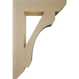 Ekena Millwork - BKTUR055X26X38LEC06RCPR - Timberthane Faux Wood Legacy Style Bracket, Slat Ends, 5 1/2"W x 26"D x 38"H, Primed Tan
