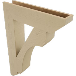 Ekena Millwork - BKTUR055X26X38LEC06RCPR - Timberthane Faux Wood Legacy Style Bracket, Slat Ends, 5 1/2"W x 26"D x 38"H, Primed Tan