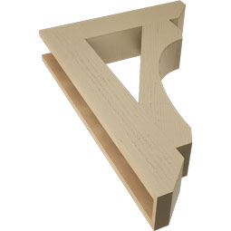 Ekena Millwork - BKTUR055X26X38LEC06RCPR - Timberthane Faux Wood Legacy Style Bracket, Slat Ends, 5 1/2"W x 26"D x 38"H, Primed Tan