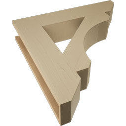 Ekena Millwork - BKTUR055X28X28LEC06RCPR - Timberthane Faux Wood Legacy Style Bracket, Slat Ends, 5 1/2"W x 28"D x 28"H, Primed Tan