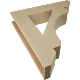 Ekena Millwork - BKTUR055X28X32LEC06RCPR - Timberthane Faux Wood Legacy Style Bracket, Slat Ends, 5 1/2"W x 28"D x 32"H, Primed Tan