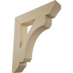 Ekena Millwork - BKTUR055X28X32LEC06RCPR - Timberthane Faux Wood Legacy Style Bracket, Slat Ends, 5 1/2"W x 28"D x 32"H, Primed Tan