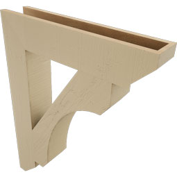 Ekena Millwork - BKTUR055X28X36LEC06RCPR - Timberthane Faux Wood Legacy Style Bracket, Slat Ends, 5 1/2"W x 28"D x 36"H, Primed Tan