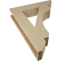 Ekena Millwork - BKTUR055X28X36LEC06RCPR - Timberthane Faux Wood Legacy Style Bracket, Slat Ends, 5 1/2"W x 28"D x 36"H, Primed Tan