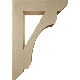 Ekena Millwork - BKTUR055X28X40LEC06RCPR - Timberthane Faux Wood Legacy Style Bracket, Slat Ends, 5 1/2"W x 28"D x 40"H, Primed Tan