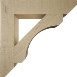 Ekena Millwork - BKTUR055X30X30LEC06RCPR - Timberthane Faux Wood Legacy Style Bracket, Slat Ends, 5 1/2"W x 30"D x 30"H, Primed Tan