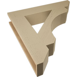 Ekena Millwork - BKTUR055X30X30LEC06RCPR - Timberthane Faux Wood Legacy Style Bracket, Slat Ends, 5 1/2"W x 30"D x 30"H, Primed Tan