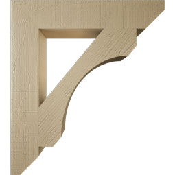 Ekena Millwork - BKTUR055X30X34LEC06RCPR - Timberthane Faux Wood Legacy Style Bracket, Slat Ends, 5 1/2"W x 30"D x 34"H, Primed Tan