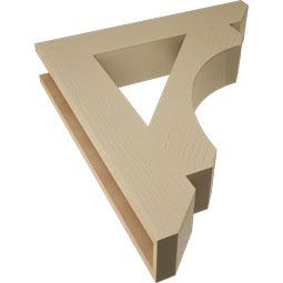 Ekena Millwork - BKTUR055X30X34LEC06RCPR - Timberthane Faux Wood Legacy Style Bracket, Slat Ends, 5 1/2"W x 30"D x 34"H, Primed Tan