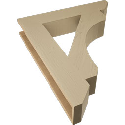 Ekena Millwork - BKTUR055X30X36LEC06RCPR - Timberthane Faux Wood Legacy Style Bracket, Slat Ends, 5 1/2"W x 30"D x 36"H, Primed Tan