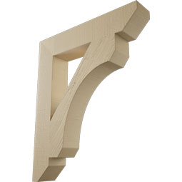 Ekena Millwork - BKTUR055X30X36LEC06RCPR - Timberthane Faux Wood Legacy Style Bracket, Slat Ends, 5 1/2"W x 30"D x 36"H, Primed Tan