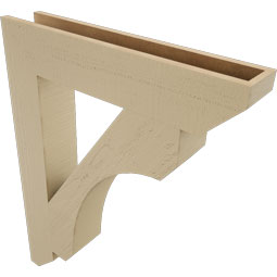 Ekena Millwork - BKTUR055X30X38LEC06RCPR - Timberthane Faux Wood Legacy Style Bracket, Slat Ends, 5 1/2"W x 30"D x 38"H, Primed Tan