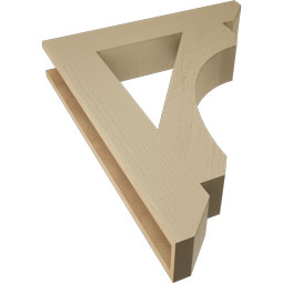 Ekena Millwork - BKTUR055X30X38LEC06RCPR - Timberthane Faux Wood Legacy Style Bracket, Slat Ends, 5 1/2"W x 30"D x 38"H, Primed Tan