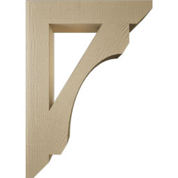 Ekena Millwork - BKTUR055X30X42LEC06RCPR - Timberthane Faux Wood Legacy Style Bracket, Slat Ends, 5 1/2"W x 30"D x 42"H, Primed Tan