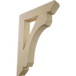Ekena Millwork - BKTUR055X30X42LEC06RCPR - Timberthane Faux Wood Legacy Style Bracket, Slat Ends, 5 1/2"W x 30"D x 42"H, Primed Tan