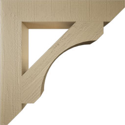 Ekena Millwork - BKTUR055X32X32LEC06RCPR - Timberthane Faux Wood Legacy Style Bracket, Slat Ends, 5 1/2"W x 32"D x 32"H, Primed Tan