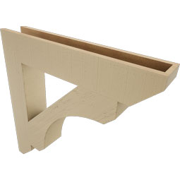 Ekena Millwork - BKTUR055X32X32LEC06RCPR - Timberthane Faux Wood Legacy Style Bracket, Slat Ends, 5 1/2"W x 32"D x 32"H, Primed Tan