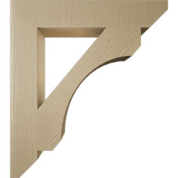 Ekena Millwork - BKTUR055X32X36LEC06RCPR - Timberthane Faux Wood Legacy Style Bracket, Slat Ends, 5 1/2"W x 32"D x 36"H, Primed Tan