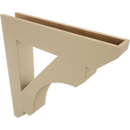 Ekena Millwork - BKTUR055X32X36LEC06RCPR - Timberthane Faux Wood Legacy Style Bracket, Slat Ends, 5 1/2"W x 32"D x 36"H, Primed Tan